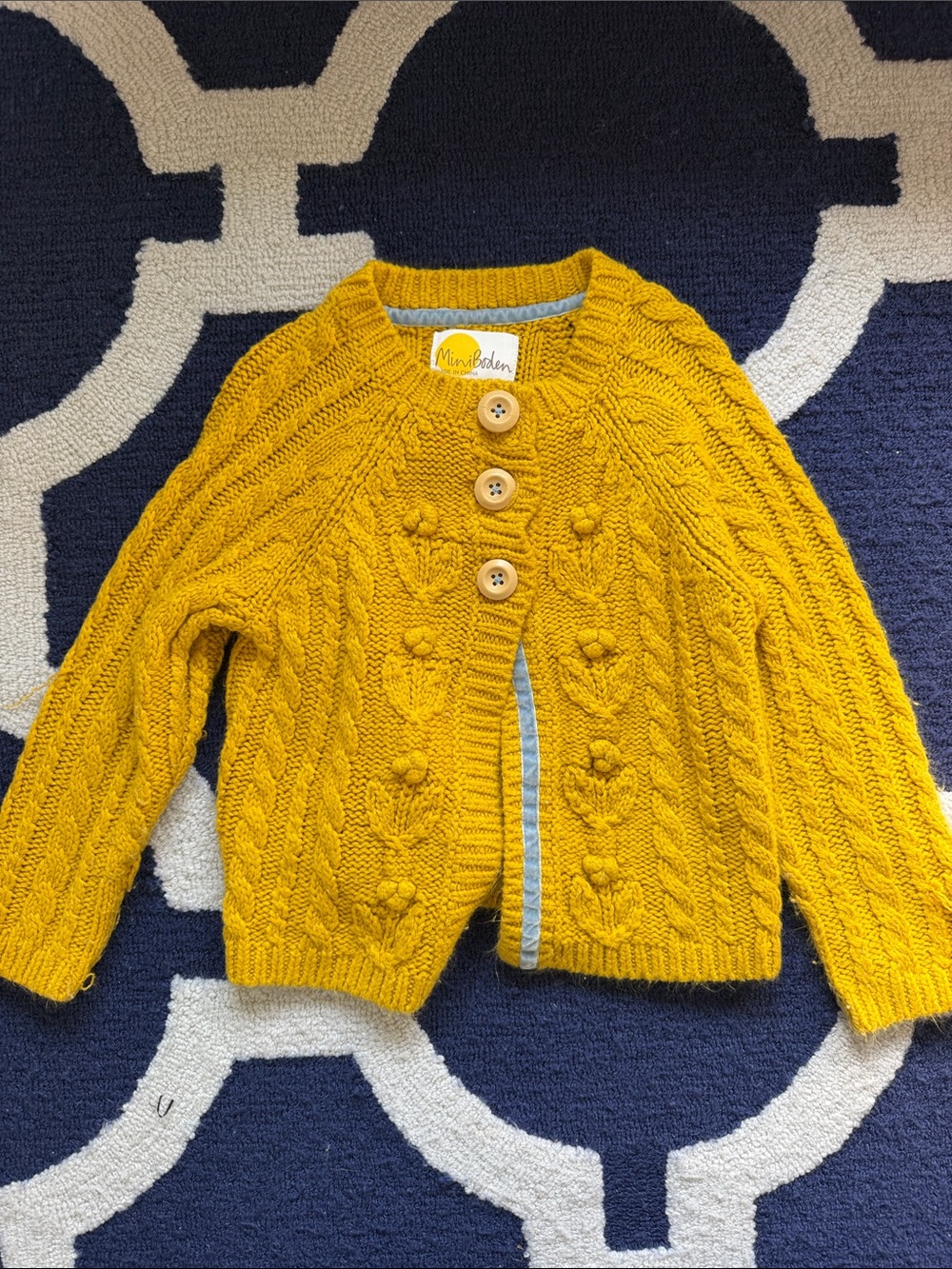 Mini Boden Yellow Cable-Knit Cardigan size 4-5Y